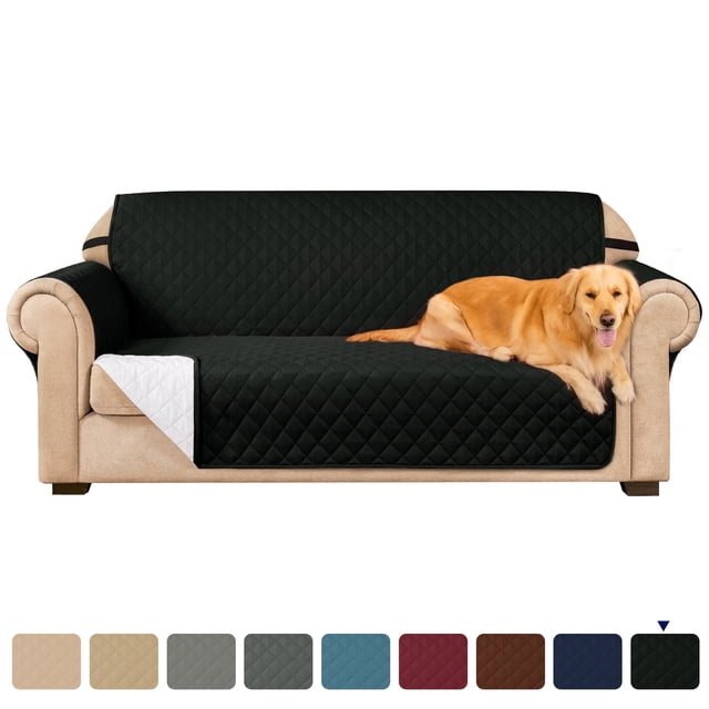 Subrtex Stretch 1-Piece Quilted Reversible Sofa Slipcover with Non-Slip Elastic Straps Washable Pet Couch Cover