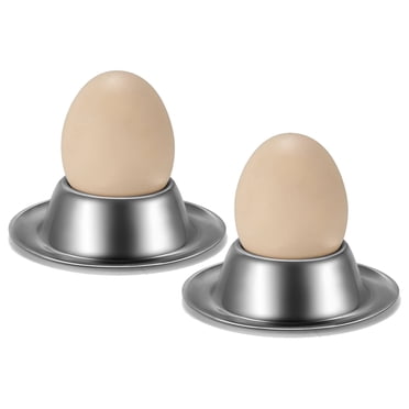 Egg Cup Holder Set of 2 Pack,Stainless Steel Egg Cups Plates Tableware Holder for Hard Soft Boiled Egg,Kitchen Display,2 x Egg Cup Holders,silver