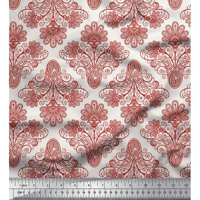 Soimoi Poly Georgette Fabric Swirls & Paisley Print Fabric by Yard 42 Inch Wide