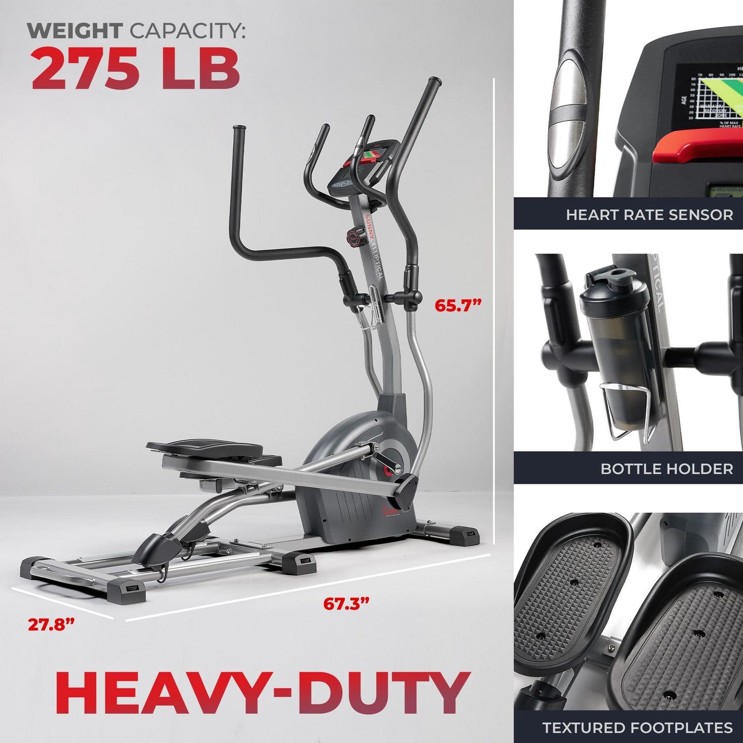 Sunny Health & Fitness Elite Smart Elliptical Cross Trainer with 12-Level Resistance, Extended Stride Length & Exclusive SunnyFit® App Enhanced Bluetooth Connectivity - SF-E320048