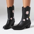 thumbnail image 1 of Pisexur Cowboy Boots for Womens Western Boots With Embroidered, Pull-On Chunky Square Toe Chunky Heel Ankle Boots, Durable and Fashionable Retro Classic Short Boots For Spring Fall, 1 of 9