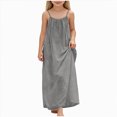 thumbnail image 1 of NIEWTR Robe Décontractée Tissée pour Tout-Petits et Bébés Filles, Bretelles Larges, Robe Soleil Fluide pour les Journées d'Été (Gris, 12-13 Ans), 1 of 6