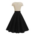 thumbnail image 4 of Ovzne Robes pour Femmes Robe d'Été Européenne Col en V Manches Courtes Robe Rétro Robe d'Été Manches Courtes en Liquidation, 4 of 7
