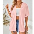 thumbnail image 1 of Jsaierl Cardigans Légers pour Femmes Été Décontracté Manches Courtes Hauts Plage Vacances Chemises Douces Confortables Amples, 1 of 6