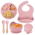 thumbnail image 1 of Children's complementary silicone plate baby complementary bowl smiley plate six-piece tableware set, 1 of 1