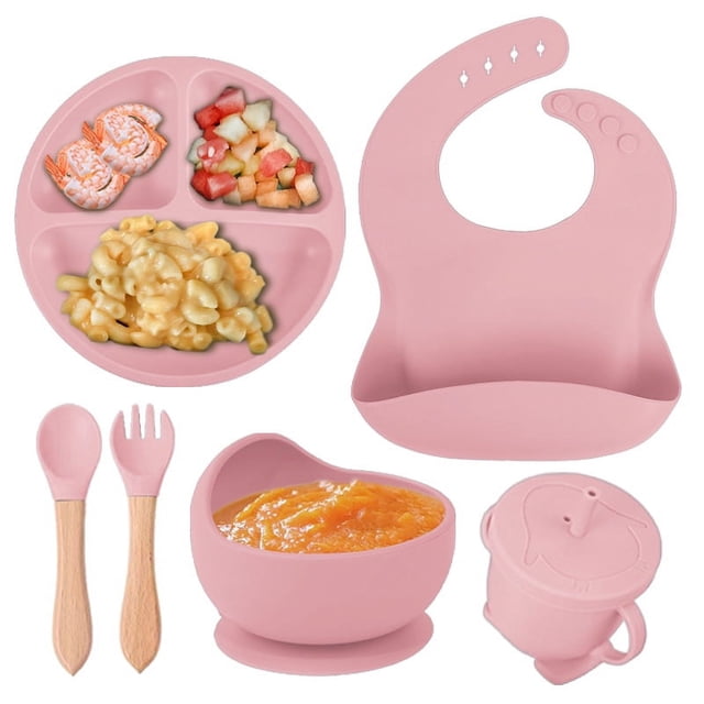 Children's complementary silicone plate baby complementary bowl smiley plate six-piece tableware set