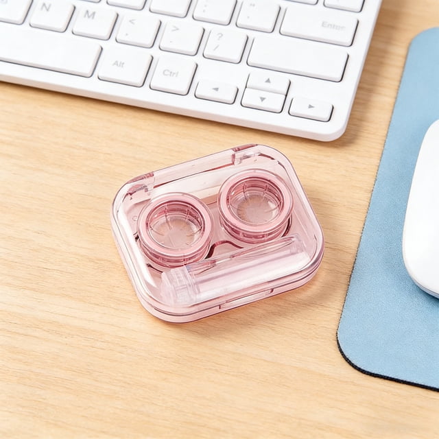 JASKFLY Contact Lens Case Portable Travel Lens Storage Box Compact Holders for Daily and Travel Use Colored Contact Lens Case All in One Portable Storage and Care Companion in Pink