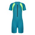 thumbnail image 2 of Aislor Kids Big Girls Zippered Swimsuit Swimwear Bathing Suit Rash Guard Shorty Sun Protection Wetsuit Sky Blue 12, 2 of 7