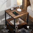 thumbnail image 3 of VECELO Table de Chevet avec Station de Charge et Tiroir, Table d'Appoint Moderne avec Rangement Ouvert pour Chambre Salon Bureau, Marron, 3 of 7