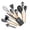 Grey, variant on Birdeem Wooden Handle Silicone Kitchenware Set 14 Piece Round Barrel Set Non Stick Pot Cooking Spoon Kitchen Tools