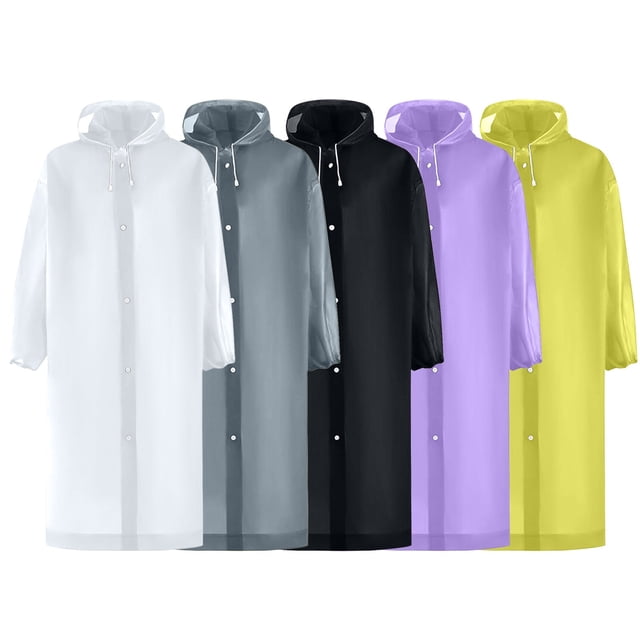 Weiqiqre Manteau de Pluie pour Femmes avec Capuchon Ponchos de Pluie pour Adultes Imperméable Portable Réutilisable Lot de 5 avec Capuchon à Cordon Restez au Sec avec Style