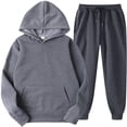 thumbnail image 1 of Mrat Women's Tracksuits Long Sleeve Pullover Drawstring Tracksuit Set Suits 2 Piece Set Hooded Set 2 Piece Sets for Ladies Dark Gray L, 1 of 1