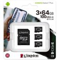 thumbnail image 1 of Kingston 64GB micSDHC Canvas Select Plus 100R A1 C10, 3 Pack + 1 ADP, 1 of 5