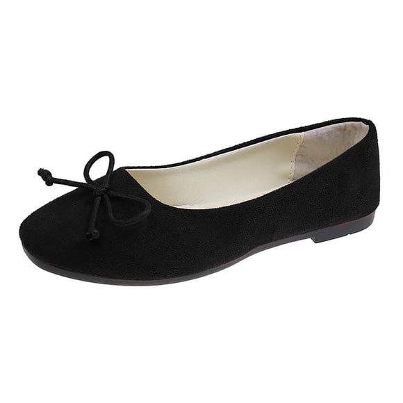 Women Fashionable Casual Bow Flats, Comfortable Lightweight Slip on Loafers for Walking, Versatile Suede Ballet Flats for Spring, Office, Daily Wear