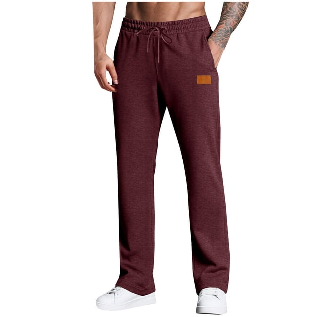 BLCHUNen Mens Sweatpants Fleece Drawstring Elastic Waist Straight Leg Athletic Gym Running Sports Workout Pants