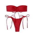 thumbnail image 2 of CEHVOM Ladies Tube Top Split Bikini With Chest Pad Without Underwire, 2 of 8