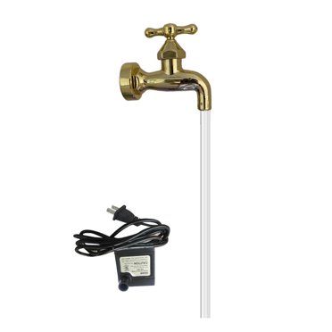 Faucet Fountain with Floating Tap, Metal and Plastic, Water Pump Included, for Yard Art Home Decor