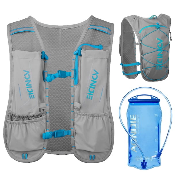 AONIJIE Sac à Dos d'Hydratation de Course avec Flasque Souple 2*500 ml et Vessie 1,5 L, Gilet d'Hydratation Ajustable et Léger pour Randonnée Cyclisme Course Marathon