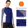 thumbnail image 3 of Charmo Maillot Dermoprotecteur à Manches Longues pour Femmes, Chandails de Bain Rayés, Protection Solaire UPF 50+, 3 of 5