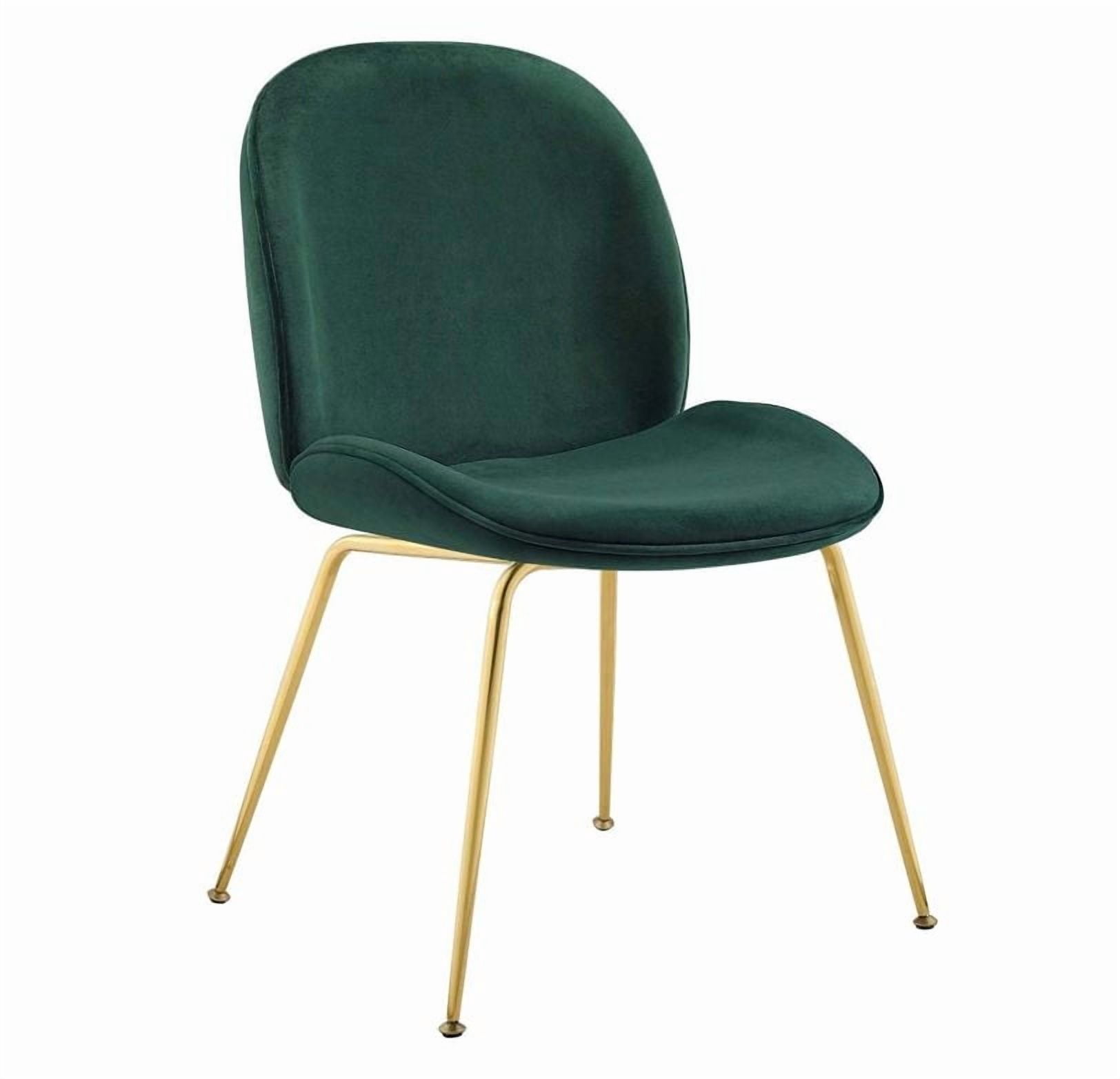 Chaise de salle à manger en velours vert Take Me Home – Lot de 4 avec sièges épais et moelleux, revêtement en velours luxueux et pieds dorés brillants pour des salles à manger élégantes