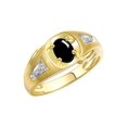 thumbnail image 3 of RYLOS Men's Rings Yellow Gold Plated Silver Rings Classic Designer Style 8X6MM Gemstone & Diamond Ring Cabochon Onyx October Birthstone Rings For Men Size 9, 3 of 7
