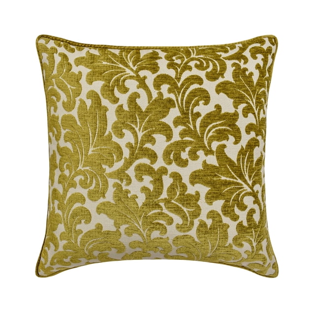 The HomeCentric Cushion Cover, Green Pack of 2, 18"x18" (45x45 cm) Throw Pillows, Velvet Velvet Throw Pillows For Couch, Floral Pattern Modern Style Easter - Chartreuse Flowery