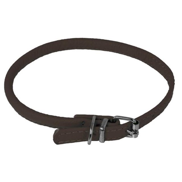 Dogline L1004-61 16-19 L x 0,38 Po L. Col Rond en Cuir, Brun Foncé