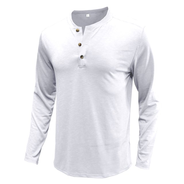 CEHVOM Men Long-Sleeve Beefy Muscle Basic Solid Pure Color Blouse Tee Shirt Top