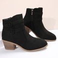 thumbnail image 5 of LSLJS Bottines Rétro à Talon Épais pour Femmes, Bride à Double Boucle, Fermeture Éclair Latérale, Bottines Courtes Confortables, Bottes de Travail, 5 of 5