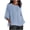 Light Blue, variant on hotojiny Oversized Tshirts for Women Cotton Linen Plus Size Scoop Neck Top Casual 3/4 Sleeve Striped Breathable Tee Lightweight Side Slit Clothes