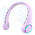 thumbnail image 1 of Innovative Bladeless Neck Fan - USB Rechargeable, Ultra-Quiet Hanging Sports Cooler with Colorful LED Lights, Portable Hands-Free Design for Indoor/Outdoor Use - F8 Purple Model, 1 of 6