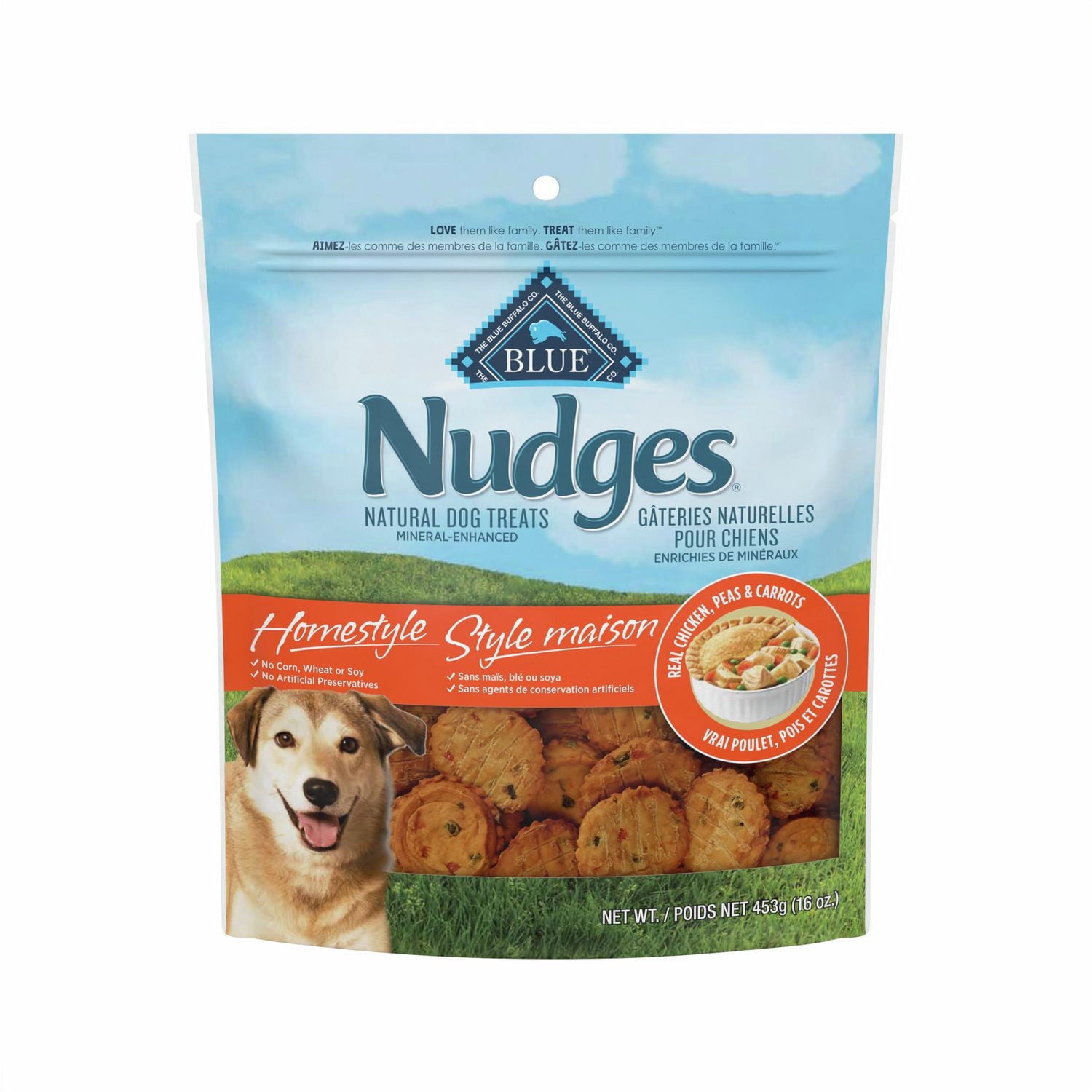 Blue Buffalo Nudges Homestyle Natural Dog Treats, Homestyle Chicken, 453g