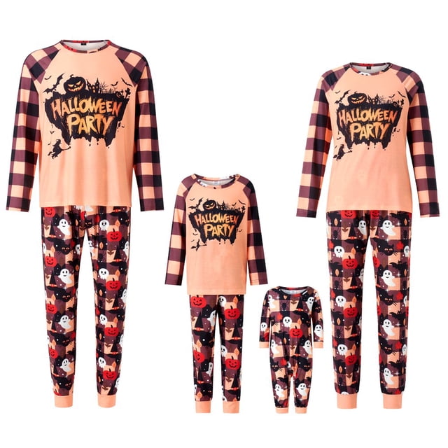 Family Matching Halloween Pajamas Set Holiday Ghost Sleepwear PJS Set for Couples and Kids