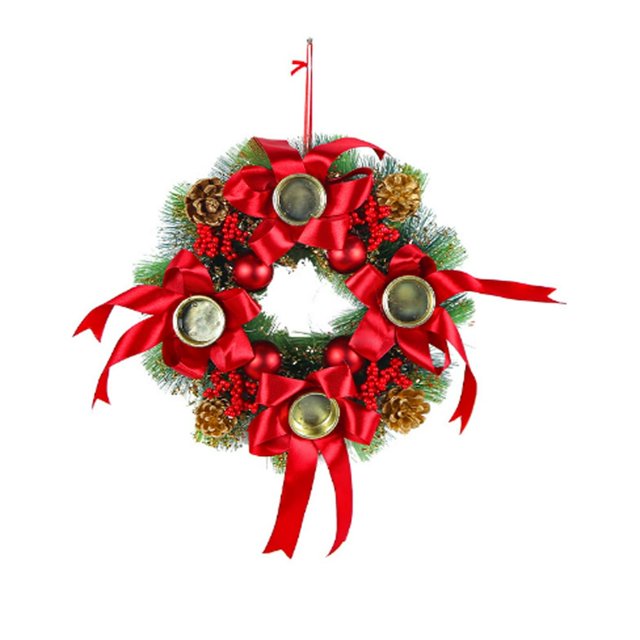 Christmas Advent Wreath Decoration Candles Holder Christmas Centerpiece Table Decorations Pine Cone Ribbon Candlestick