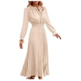 thumbnail image 1 of cfhntfmh Robes d'Invitée de Mariage pour Femmes Tendance à Découpes à Volants Col Ras du Cou Robe Maxi Smockée Ample Plissée Robe de Soirée, 1 of 5