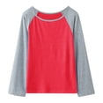 thumbnail image 1 of GDREDA Vêtements Fille Filles Décontracté Manches Longues Raglan T-Shirts Col Rond Tuniques Hauts Enfants Ado T-Shirt à Blocs de Couleur Blouses Vêtements de Printemps Filles T-Shirts T-Shirts Graphiques Rouge,6-7 Ans, 1 of 9