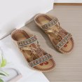 thumbnail image 4 of LSLJS Bohemian Flat Flower Rhinestone Sandals Outer Beach Sandals, Women's Slippers, 4 of 9