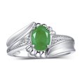 thumbnail image 1 of RYLOS Rings for Women Sterling Silver Swirl Z Ring 7X5MM Oval Gemstone &  Diamond Rings May Emerald Jewelry Size 8, 1 of 7