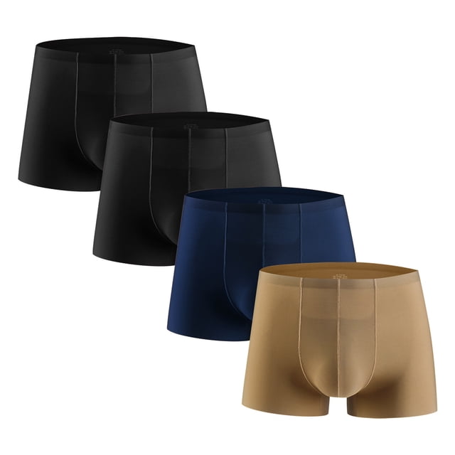 Plebaso Mens 4 Pack Boxer Briefs Breathable Stretch Underwear Soft Boxers for Men Short Leg Underpants