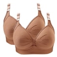 thumbnail image 2 of Bigersell Strapless Bra for Women 2pc V-Neck Wire-Free Bra Support Women Wireless Push up Bras No Underwire Bra Style R-55 Basic Bra Strap Nylon Lightly Lined Bra Everyday Bras Underwear Khaki 40, 2 of 2