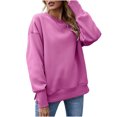 thumbnail image 1 of IROINID T-Shirt à Manches Longues en Polyester Réduit pour Femmes Chemises en Coton pour Femmes Quotidien Nouveau Bas Fendu en Molleton Col Rond Chandail avec Peluche et Chandail Épaissi, Rose Vif, 1 of 8