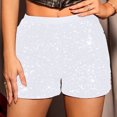 thumbnail image 1 of Styesk Shorts for Women Ladies' Fashionable High Waisted Solid Color Sequin Shorts, 1 of 4