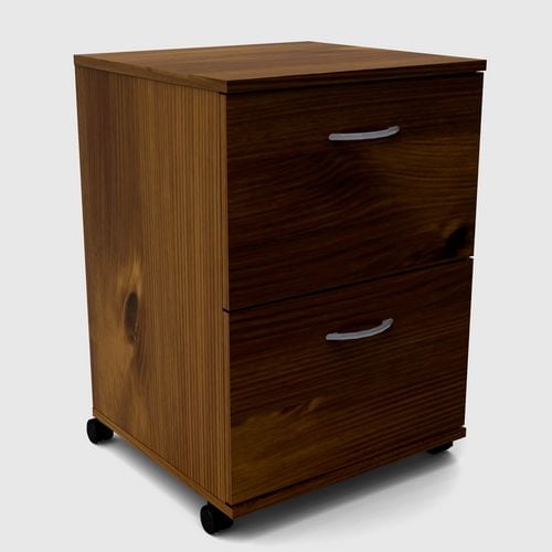 Nexera Classeur Mobile à 2 Tiroirs, Fini Bois Truffe, avec Deux Tiroirs de Format Légal, Poignées Argentées et Roulettes pour une Mobilité Facile, Mesurant 18,6 X 18 X 26,6 Pouces, Convient au Classement de Bureau et à l'Organisation de Documents.