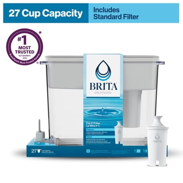 Brita 27 Cup Filter Dispenser with 1 Brita Standard Filter, Made Without BPA, UltraMax, Grey