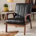 thumbnail image 2 of Baxton Studio Nikko Fauteuil d'Appoint en Similicuir Noir et Noyer, 2 of 6