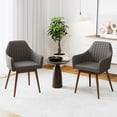 thumbnail image 4 of Gymax Set of 4 Dining Chairs Upholstered Kitchen Table Chairs w/ Solid Wood Legs Gray, 4 of 10