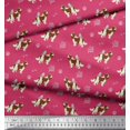 thumbnail image 2 of Soimoi Tissu Poly Georgette Rose Imprimé Oiseau, Patte & Cocker Chien au Mètre 42 Pouces de Large, 2 of 3
