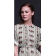thumbnail image 2 of Bimba Robe Longue Imprimée en Rayonne à Feuilles et Fleurs, Taille Smockée, Fente Latérale, Robe pour Femme - XX-Grand, 2 of 6