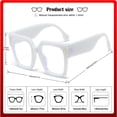 thumbnail image 3 of Fashionable Oversized Blue Light Blocking Glasses - Big Square Frame, Metal Accents, Protect Eyesight, Comfortable Fit, 3 of 5