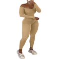 thumbnail image 3 of Women Long Jumpsuit Solid Color Long Sleeve U Neck Slim Bodysuit, 3 of 7